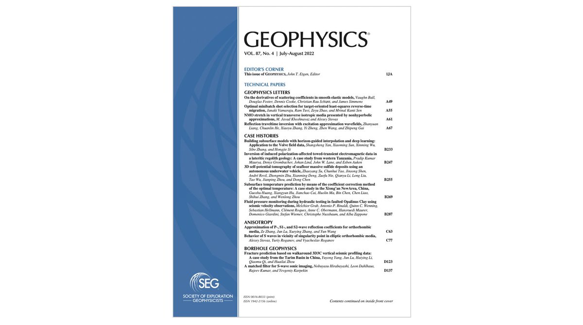 segpublications's tweet photo. The new issue of #Geophysics contains 75 papers, including a special section on GPR data imaging and interpretation.

Read it here: https://t.co/FTfbkqiKRI https://t.co/SaN3mC0Ajn