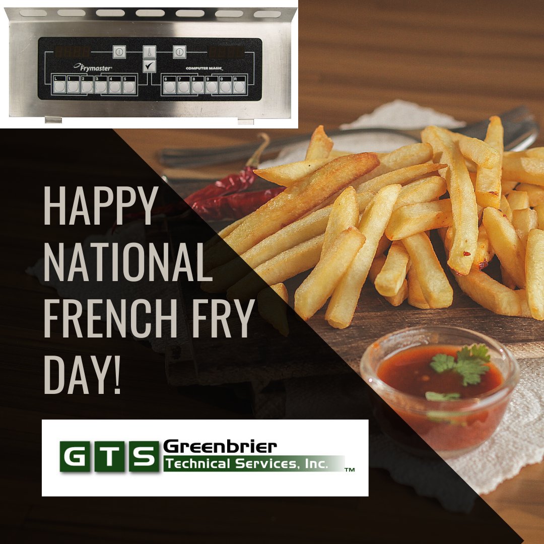 GTS_WV's tweet image. Fryers will be working overtime today for National French Fries Day. Are your fryers ready?🍟#frymaster #pitco #HennyPenny #fastron #NationalFryDay #FrenchFries