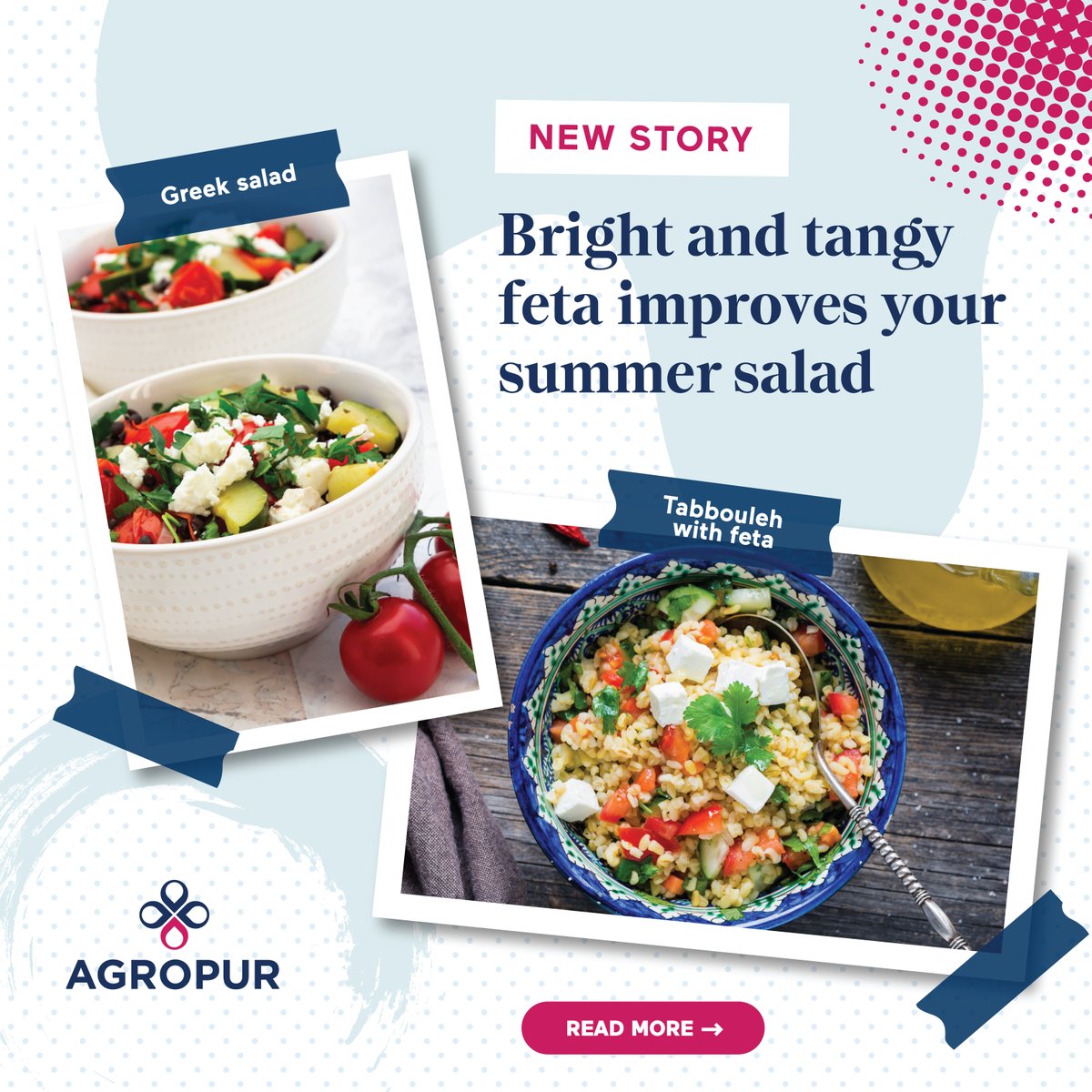 Agropur_US's tweet photo. Crumbly, tangy feta cheese brings a tasty, new dimension to the summer salad. Try one of our suggestions or come up with your own masterpiece!

https://t.co/FNsT7EpZbj https://t.co/N92EgSyDPW