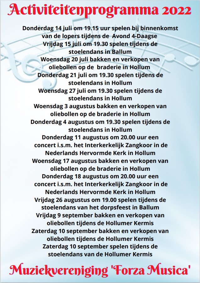 forza_musica's tweet image. Na twee zomers waarin we niets konden doen staan er voor deze zomer weer een aantal optredens gepland! Dat begint al op 14 juli met het spelen bij de finish van de avond4daagse bij Sier aan Zee, gevolgd door de stoelendans in Ballum op 15 juli. Voor verdere data zie ons programma