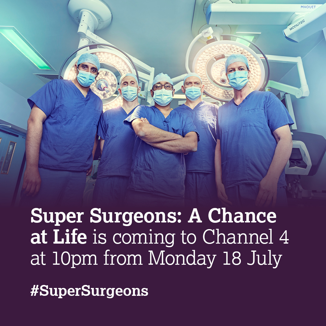 The Royal Marsden NHS Foundation Trust (@royalmarsdennhs) on Twitter photo A brand new Channel 4 documentary - #SuperSurgeons: A Chance at Life starts screening next week!
Three episodes will be broadcast live on <a href="/Channel4/">Channel 4</a> at 10pm on:
ā° Monday 18 July
ā° Monday 25 July
ā° Monday 1 August
Or via All 4 from Monday 18 July.
ā”ļø royalmarsden.nhs.uk/super-surgeons A brand new Channel 4 documentary - #SuperSurgeons: A Chance at Life starts screening next week!
Three episodes will be broadcast live on <a href="/Channel4/">Channel 4</a> at 10pm on:
ā° Monday 18 July
ā° Monday 25 July
ā° Monday 1 August
Or via All 4 from Monday 18 July.
ā”ļø royalmarsden.nhs.uk/super-surgeons