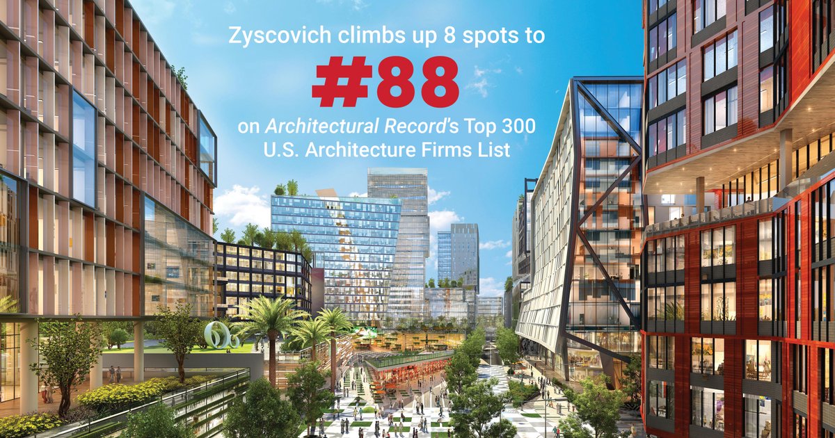 Climbing 8 spots from last year, #Zyscovich ranked #88 on Architectural Record’s Top 300 U.S. #Architecture Firms for 2022. We are proud to be recognized among the #Top100 for the 2nd year in a row!

#WeMakePeoplePlaces #InteriorDesign #UrbanPlanning #Retail #ArchitecturalRecord