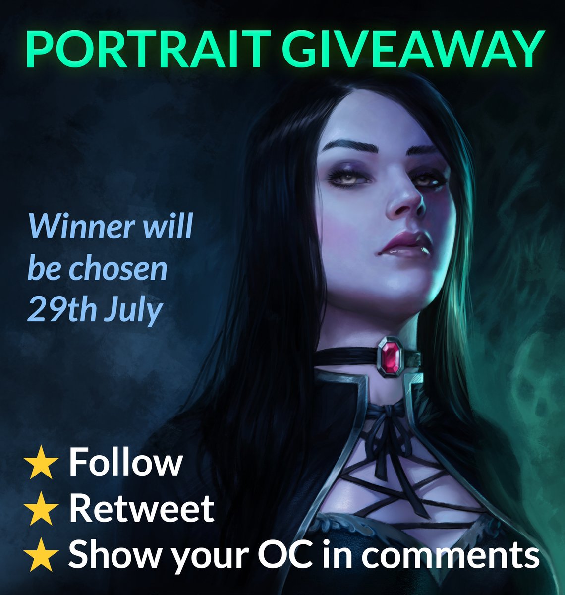 👿ART GIVEAWAY TIME! 👿

⭐️ Follow
⭐️ Retweet
⭐️ Show your OC in comments

Giveaway ends on the 29th of July! 

One Winner will be chosen randomly and will receive a portrait of their OC! 
 
⭐️Good Luck everyone!