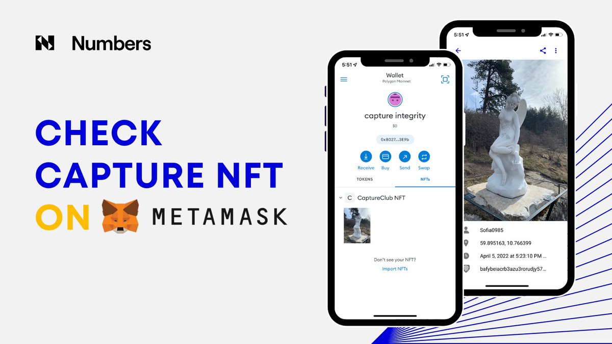 numbersprotocol's tweet photo. If you are a Capture NFT owner, the easier way to see Capture is to check on #CaptureApp
But! there’s a new option now!
Check out how to show Capture on @MetaMask 👇
https://t.co/vm1AtCGNNy https://t.co/fLDFVaHmIz