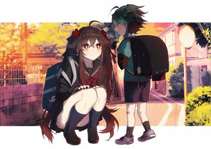 現パロ魈桃。迷子の小学生魈くんと、たまたま通りかかった高校生胡桃の出会いのお話😌

気が向けば続くかもしれない…
#huxiao 