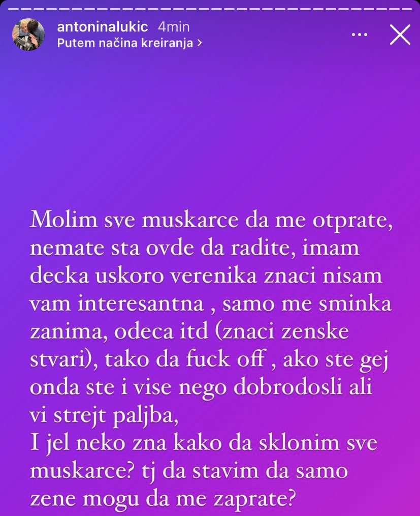 KomsinicaLjilja's tweet photo. Samo gejevima i zenama dozvoljen pristup … JA https://t.co/CEXyTEeKYo