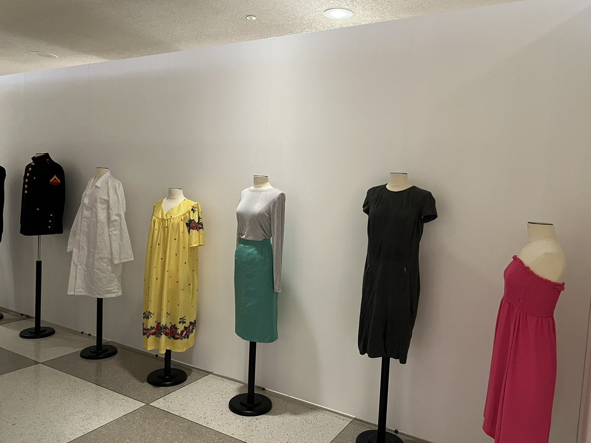 RKalapurakal's tweet photo. “What were you wearing?” 

This seemingly innocuous exhibit at @UN HQ gave me goosebumps: a powerful subversion of the dismissive accusation thrown at survivors of sexual violence.

Via @GlobalSpotlight and @RiseNowUS,  and generous support from @EU_Commission. https://t.co/n2UeRKGUq8