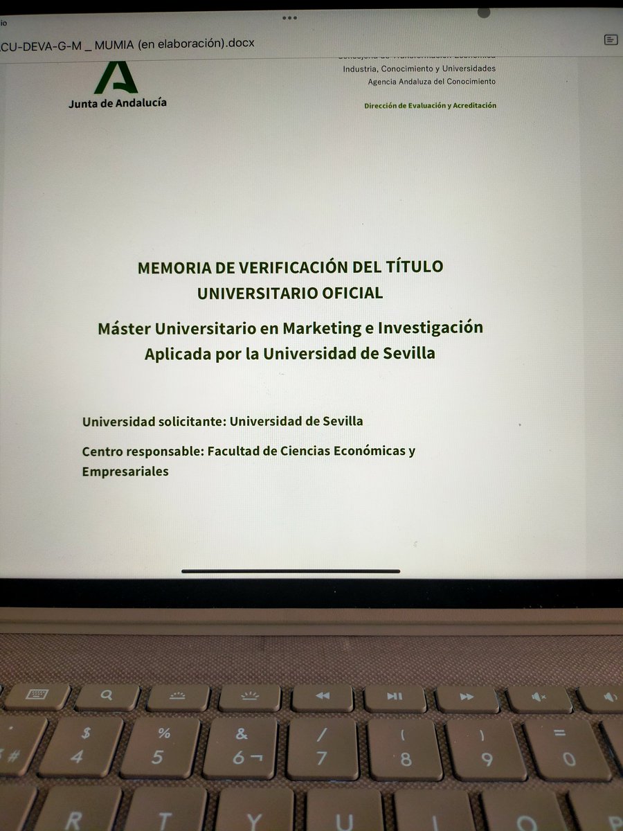 El Máster Universitario en Marketing e Investigación Aplicada por la <a href="/unisevilla/">Universidad de Sevilla</a> ha recibido informe favorable previo de la #DEVA <a href="/AndaluciaJunta/">Junta de Andalucía</a>. Esperamos poder ofertarlo para el curso 2023/24 en <a href="/FceyeUs/">Facultad Económicas y Empresariales Univ. Sevilla</a>. Seguimos trabajando para ello.