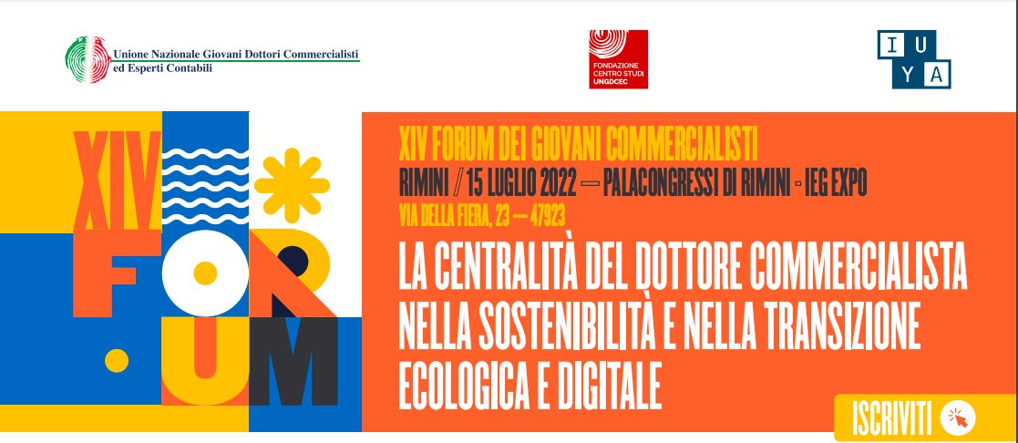 La centralità del Dottore Commercialista nella sostenibilità e nella transizione ecologica e digitale è il tema del XIV Forum dei Giovani Commercialisti di Rimini del 15/7. Parteciperà il Presidente CDC @StefanoDistilli. Tutte le informazioni qui: bit.ly/3Oig9gB