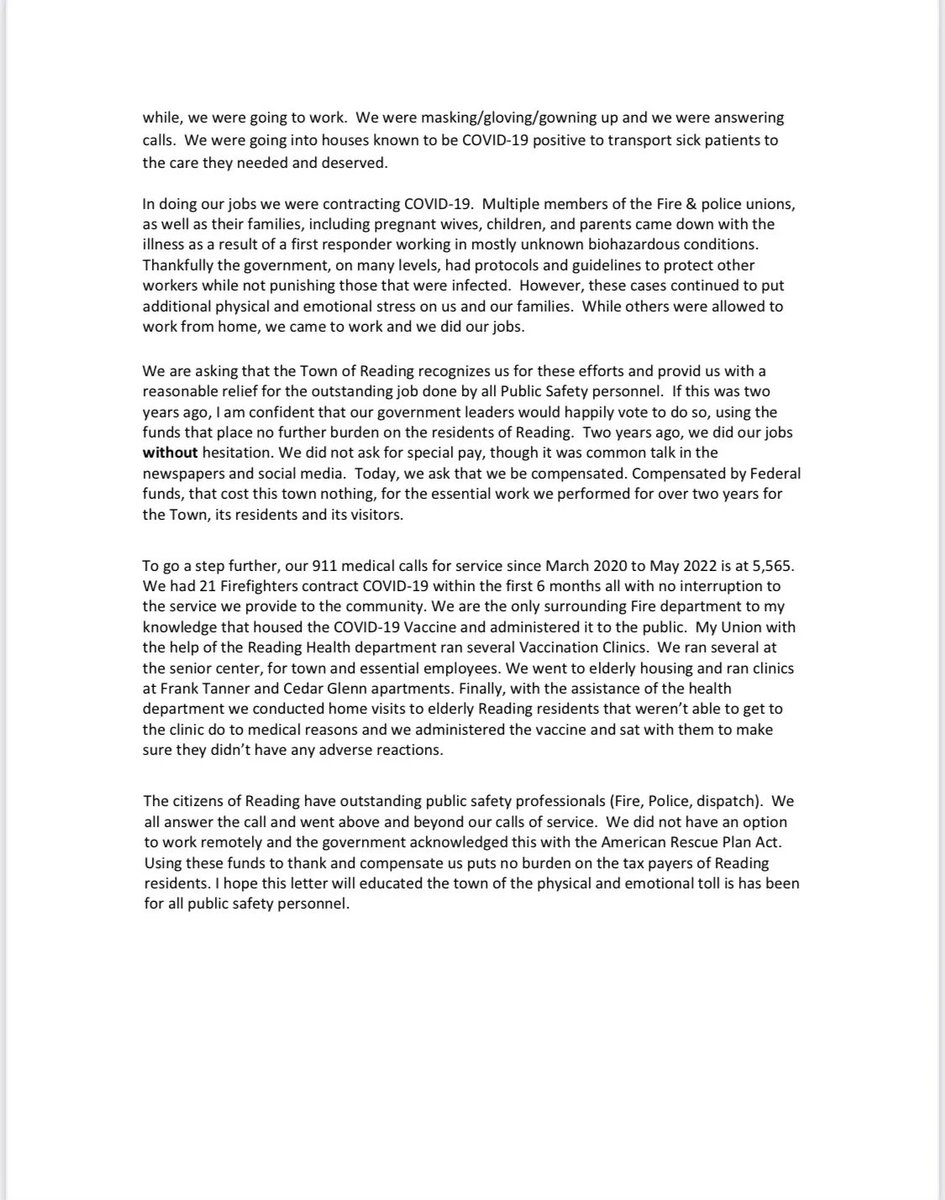 Readingfire's tweet photo. The community is deciding how to distribute ARPA funds. Attached is a letter to the editor of the Daily Times from our union that illustrates how Reading Firefighters rose to the challenge during the pandemic. We feel that is something that should be considered. https://t.co/5tkNErl0kt
