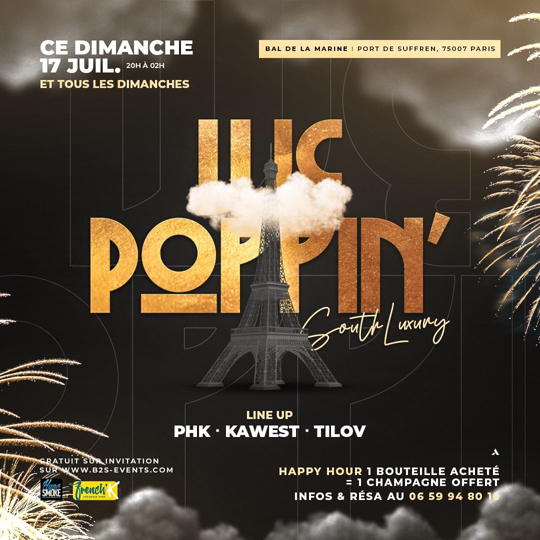 🚨Bonjour,

C’est encore nous 😬
Nous te donnons rdv ce dimanche pour une édition South Luxury ! 🤑 

Sors nous ton plus beau outfit et rendez-vous au bal de la Marine 😋

Les dj <a href="/krysphkdj/">PHK !</a> <a href="/Kawest_Dj/">On lfait ou pas ?</a> <a href="/djtilov/">TILOV</a>  présent pour mettre le feu ! 🔥🤭

Ton invitation sur le lien en bio