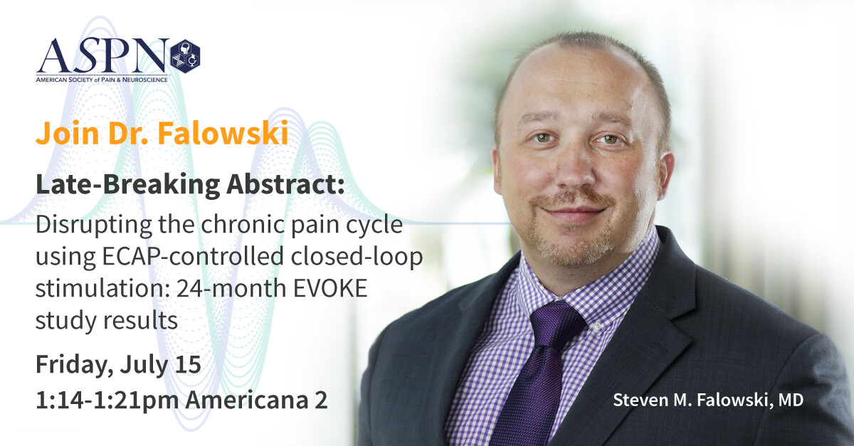 Don’t miss Dr. Steven Falowski’s presentation at the 4th annual <a href="/ASPN_PainNeuro/">ASPN</a> meeting this Friday featuring late-breaking 24-month data from the Landmark EVOKE RCT.
 
#SCS #ChronicPain #Neuromodulation #SmartSCS