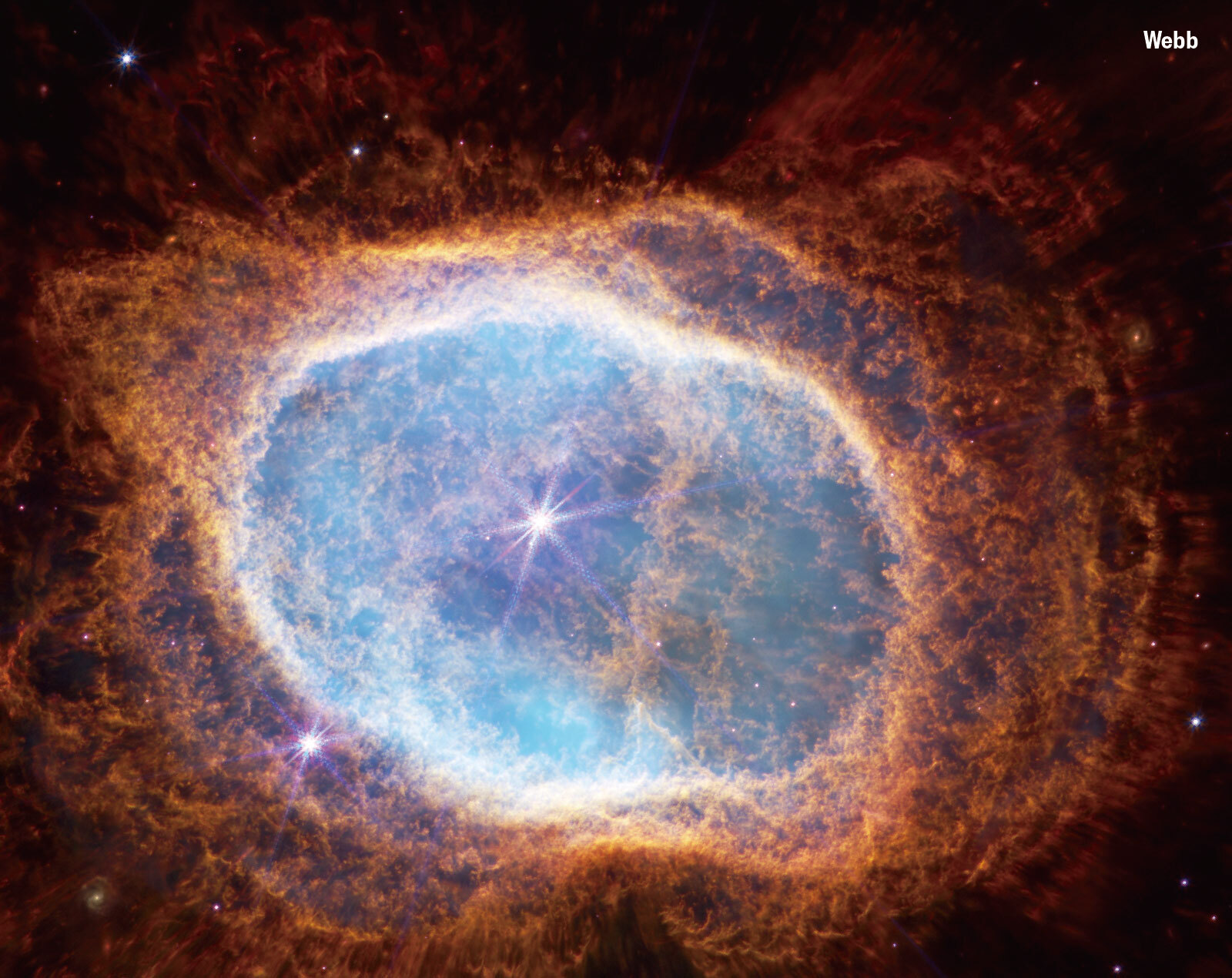 26. The Webb telescope captured features of the Southern Ring Nebula in exq...