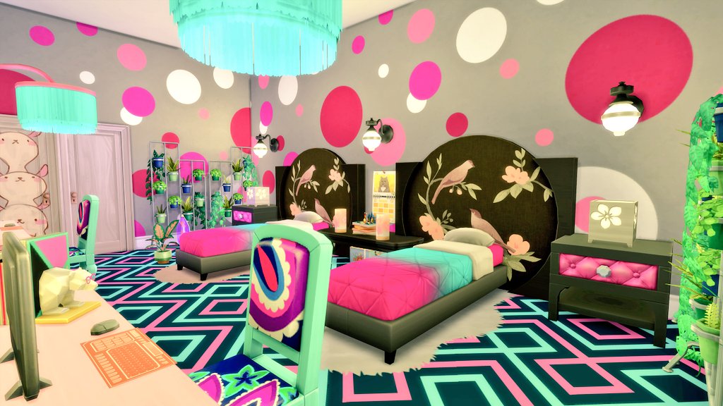 SimmerChase's tweet photo. π€ Here's 1 of 5 Maximalist kids rooms I'm working on in the Maximalist Modern Mansion. This is a preteen to teen bedroom. I used the wedding sign for a headboard. Then funky, bright exciting colors for this one.
#thesims4 #Sims4 #ts4 #ShowUsYourBuilds #decortothemaxkit https://t.co/DO7dkK3lhg
