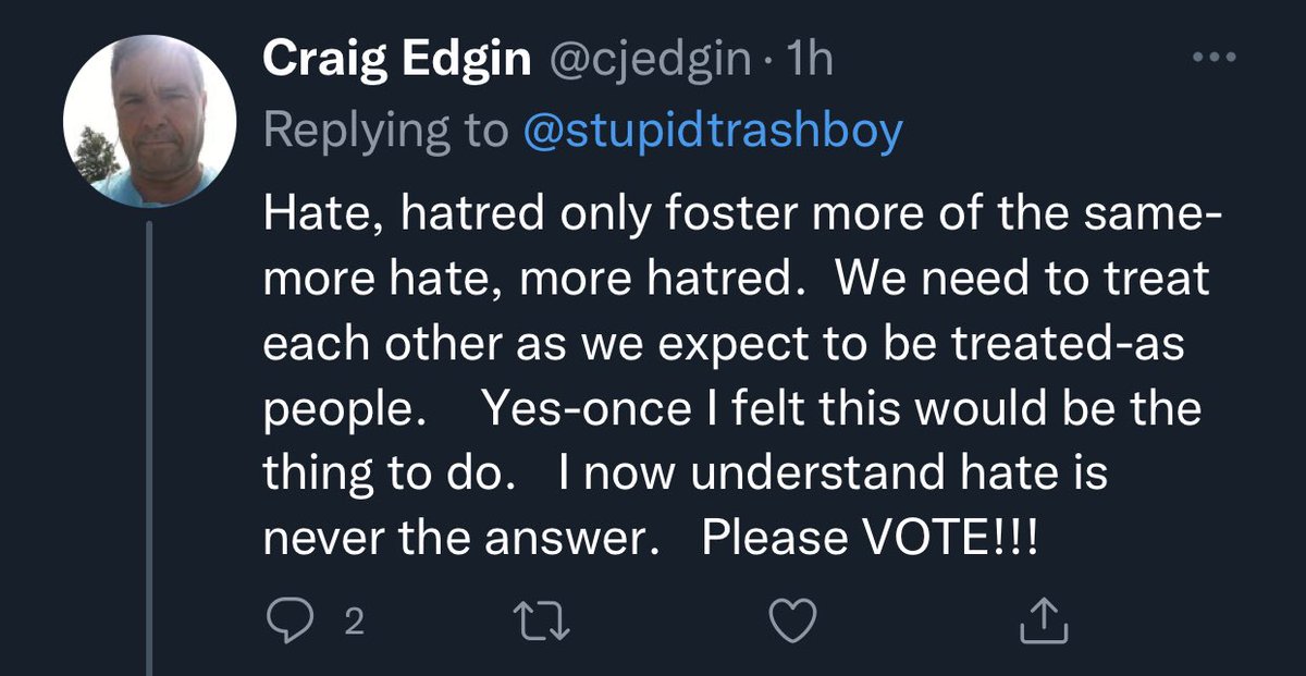 What a response. Imagine thinking “it’s not okay to be intolerant of people who want to murder entire populations.” Incredibly childish worldview. This guy would have stood by as Nazis shipped his neighbors off to death camps. No mercy for fascists or hate groups.