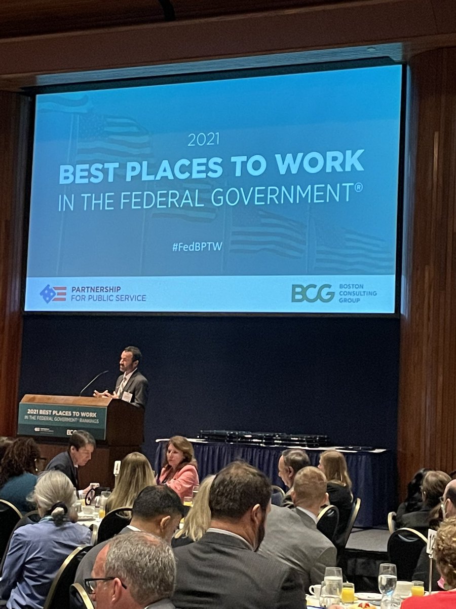 @DannyWerfel from Best Places to Work partner @BCG thanks OPM for administering the Federal Employee Viewpoint Survey that makes the rankings possible #FedBPTW