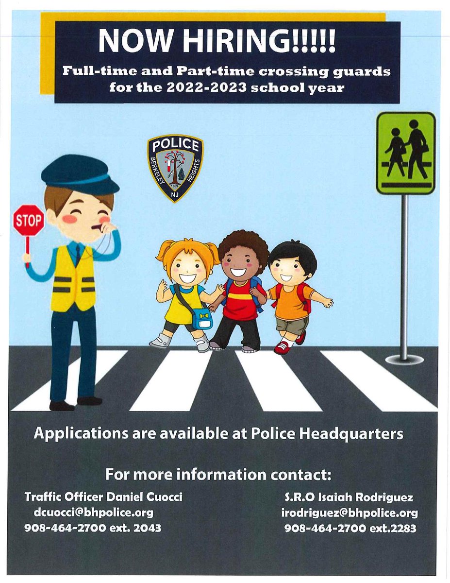 Please see the attached flyer for Crossing Guards! We need your help!