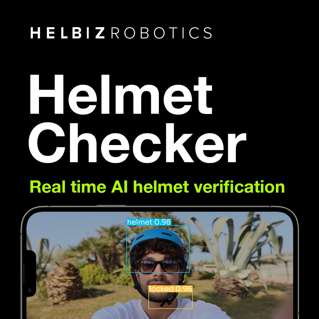 Proud to introduce the #HelmetChecker, a real-time #AI technology, developed by #Helbiz to detect if a rider is wearing a helmet. Already integrated into our app, with 99.7% accuracy, it is a game-changer for #micromobility operators.

Available for sale: bit.ly/hlmchk