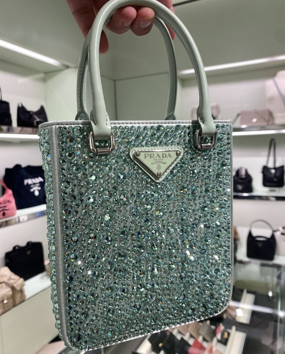bottegalolita's tweet photo. Prada aqua crystal bag https://t.co/6Hx5GdlPkj
