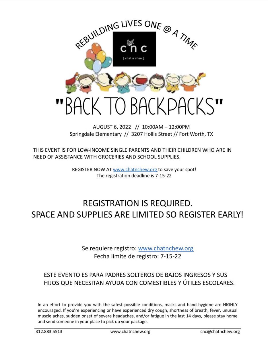 We have another opportunity to serve our community again. We will be preparing the kids for the new school year with school supplies.If you or anyone you know is in need of supplies, please register by July 6 at chatnchew.org/register Volunteers are welcome <a href="/UPSers/">UPSers</a> <a href="/bigtymer504/">E.J.⚜</a>