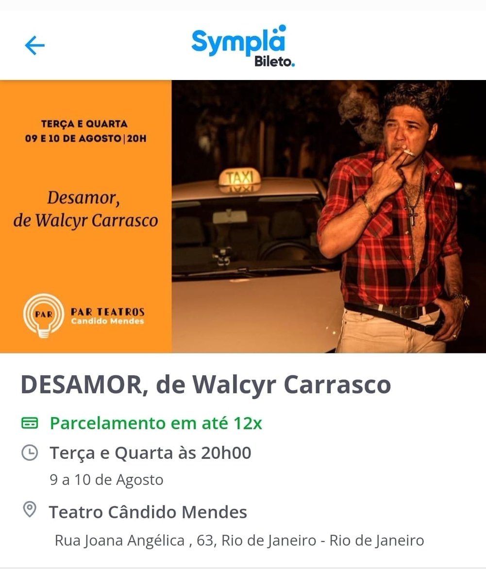 CIASATELITE's tweet photo. Amigos do Rio! Iniciada as vendas! São poucos lugares! Garanta seu ingresso antes que acabe!

No Sympla! Link na Bio!

9 e 10 de agosto às 20h

#walcyrcarrasco #desamor #dionisioneto #teatrocandidomendes #teatro https://t.co/8Xn0XIGIQf https://t.co/scAoUJ12Jg https://t.co/v2muEvQt5Q