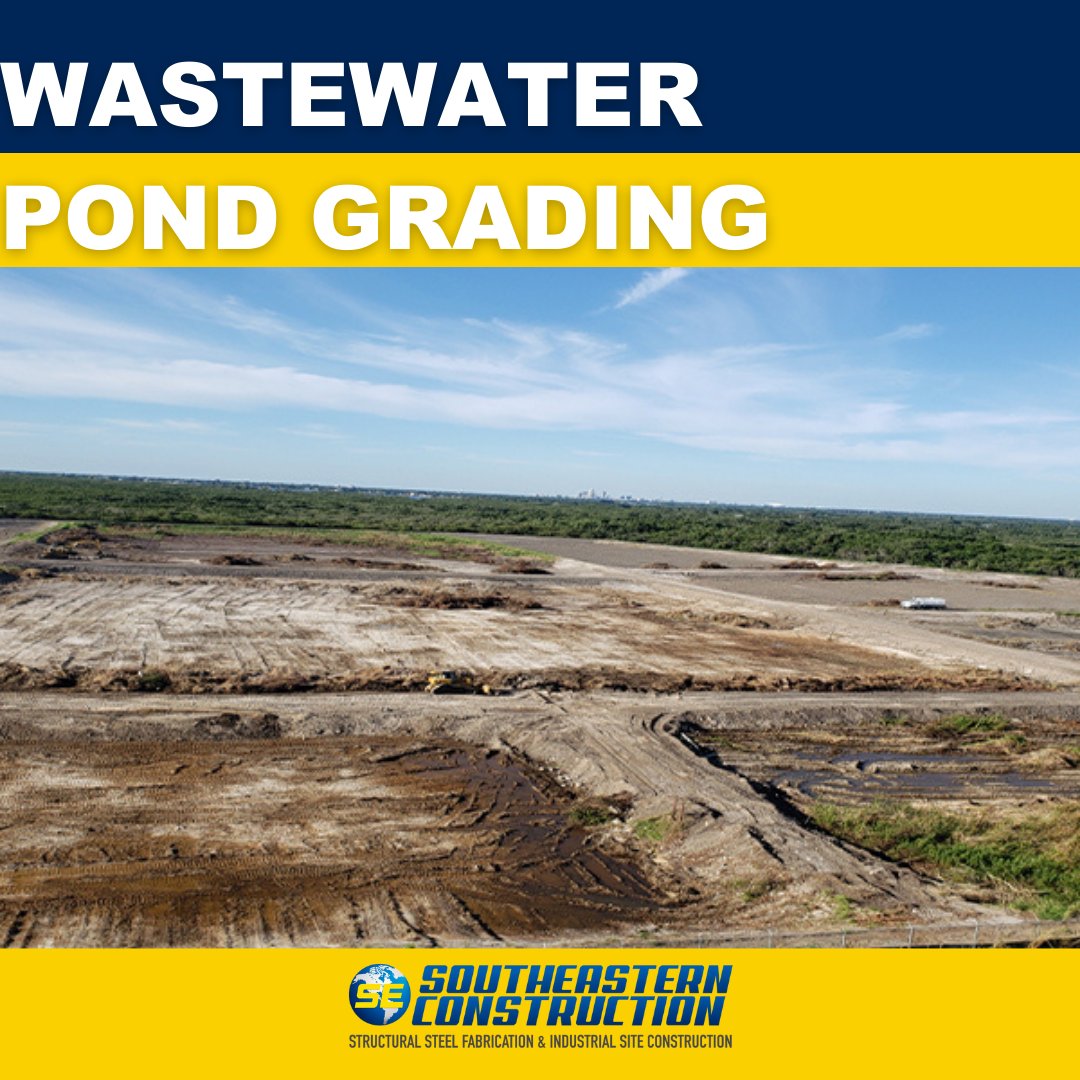 Check out our wastewater pond grading  project in St. Petersburg, FL! Request a quote for site development for your industrial construction project at southeasternconst.com #AccessSteel #StructuralSteel #SteelFabrication