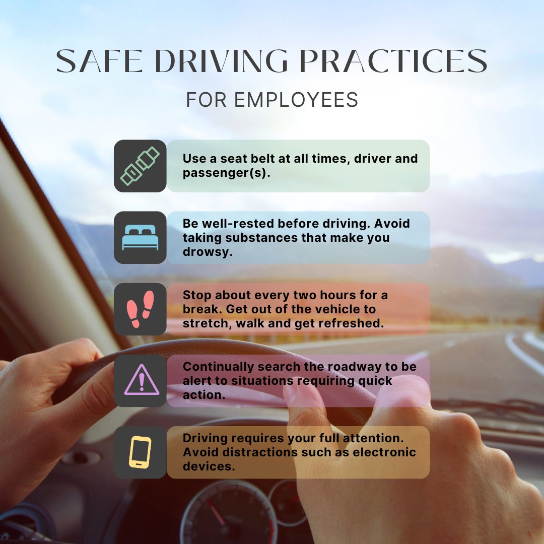 heartzapsafety's tweet photo. Driving can be one of the most dangerous activities employees engage in. It is important to participate in safe driving practices.

Follow us for more tips!

#healthandsafety #safetytips #safedriving #employeesafety #kw #northbay #cambridge https://t.co/ckaIricbye
