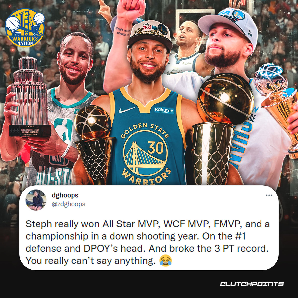 WarriorNationCP's tweet image. Steph Curry won all these awards in his not-so-best year 👀