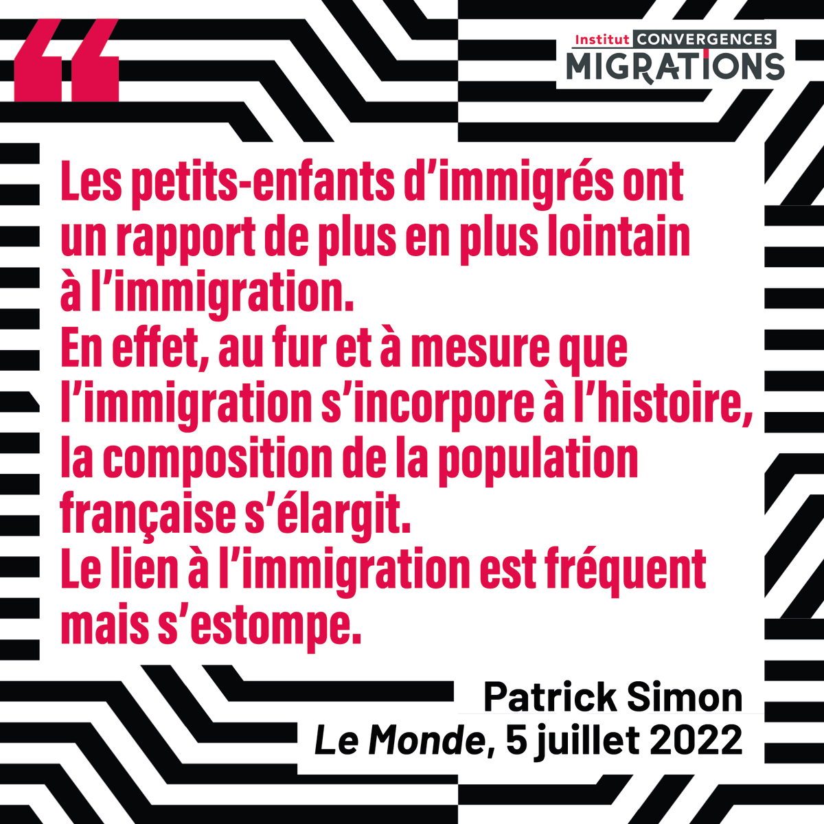 ICMigrations's tweet photo. [Presse] « La moitié des #enfants d’#immigrés ont un parent qui n’est pas #immigré » constate Patrick Simon, @lemondefr, 05 juillet 2022

Premiers résultats de l’#enquête « #Trajectoires et #Origines 2 » 

@IchouMathieu
#TeO2 @InedFr @InseeFr 

Plus : https://t.co/vaQQ46r9Mv https://t.co/CQFlvv2ZVc