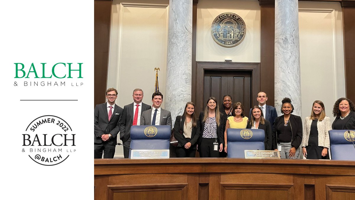 BalchBingham's tweet photo. Our Summer Associates in Atlanta were given an incredible opportunity to participate in a behind-the-scenes tour of the Georgia Supreme Court led by Justice Shawn LaGrua. What a memorable day! #SupremeCourt #AtlantaLaw #LifeatBalch #SummeratBalch https://t.co/bU5UUmF2uG
