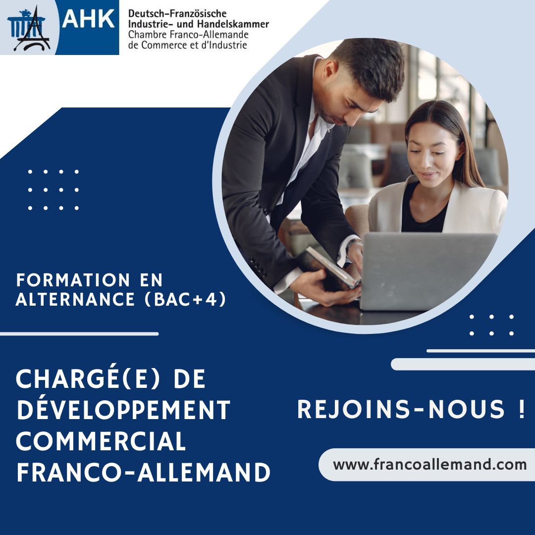 Job_Formations's tweet photo. OFFRE D’ALTERNANCE📢
Vous êtes étudiant(-e) ? Vous souhaitez rejoindre une entreprise du secteur franco-allemand ? Participez à notre formation : « Chargé(e) de développement commercial franco-allemand » !
📝Candidature par https://t.co/pj6I3ykeKU
On vous attend😊
#alternance https://t.co/rnKt1ZS0RJ