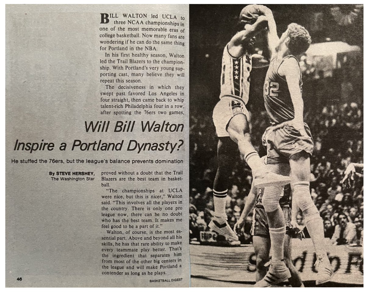 77Blazers's tweet photo. #BasketballDigest wonders about the @trailblazers 77/78 season. Is there a dynasty coming
#RipCity #Blazers #thisdateBlazersHistory https://t.co/h1Qd8i2Bby