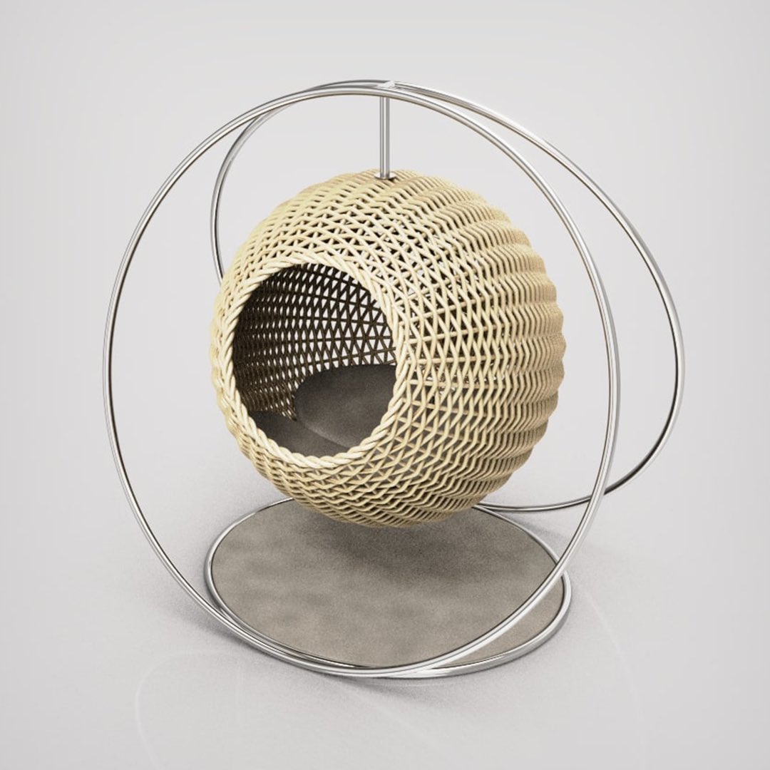 The Solar cat bed in wicker is a jewel box where the cat is the diamond. 

Sacha Lakic for <a href="/OfficialBogarel/">bogarel_official</a> 

#bogarel #design #sachalakic #cattree #interiordesign #catfurniture #homedesign #furnituredesign #chat #interior #decoration