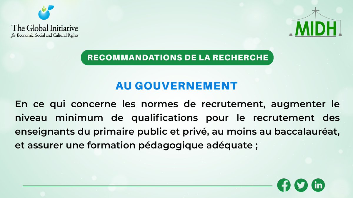 Une des recommandations au Gouvernement issues de la #recherche sur l’impact de la #privatisation et de la #marchandisation de l’#Éducation sur le droit à l’Éducation en Côte d’Ivoire au regard des principes d’#Abidjan. #refpe