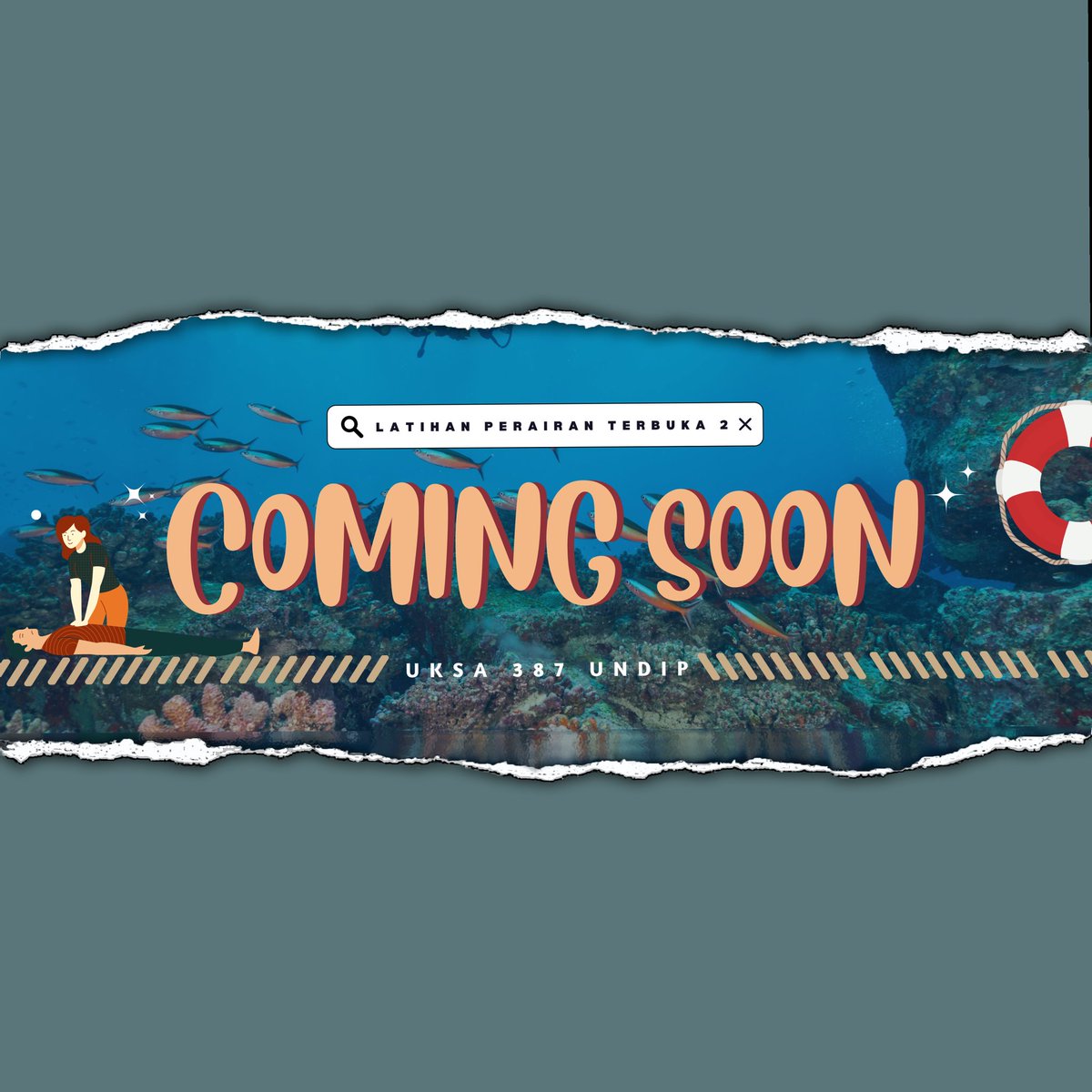 Hi, Buddies🤗

Are you ready for one of the biggest event in UKSA-387 UNDIP?

Guess what? It's Latihan Perairan Terbuka 2🥳
This year there are so many things that awaits you in LPT 2, so stay tune in our social media to catch up all the informations🥰

UKSA! UKSA! UKSA! 387!!!