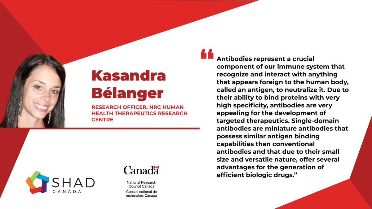 ShadNetwork's tweet photo. Shads learn about #wellness as it relates to health with many impressive presentations by @NRC_CNRC researchers. Kasandra spoke on the many advantages of single-domain antibodies compared to conventional antibodies as diagnostic and therapeutic tools. #Shad2022 #STEAM4Good https://t.co/OdgvnGRuLw