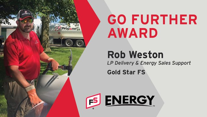 GoldStarFS1's tweet photo. Congratulations to Rob Weston for being selected as the July recipient of the Growmark #GoFurtherAward! Not only does he show a commitment to taking care of his customers, he also brings a positive energy to the team. Thanks for all you do, Rob! 

#FSProud #FSEnergy https://t.co/VuCZg6jOX5