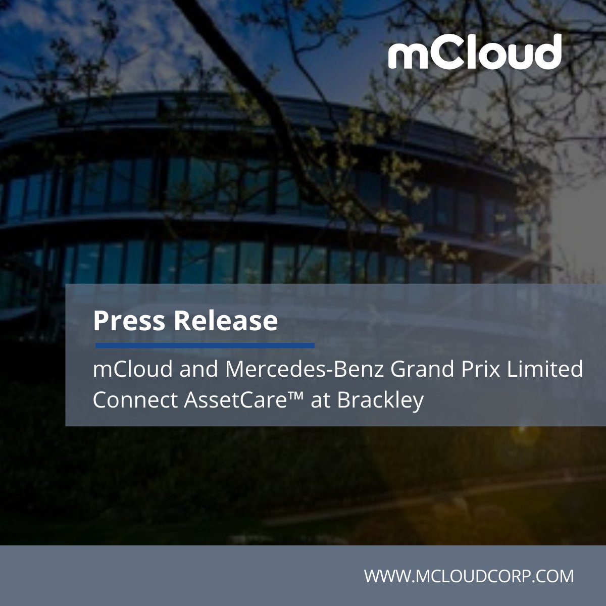 mcloudtech's tweet photo. We are excited to announce mCloud and Mercedes-Benz Grand Prix are bringing AssetCare™ to Brackley, UK -- the iconic 650,000 square foot home campus of the Mercedes-AMG PETRONAS Formula One™ Team and the Mercedes-EQ Formula E Team. 

Full release: https://t.co/KhfKvkz0hF https://t.co/Jz3ZmyqWdm