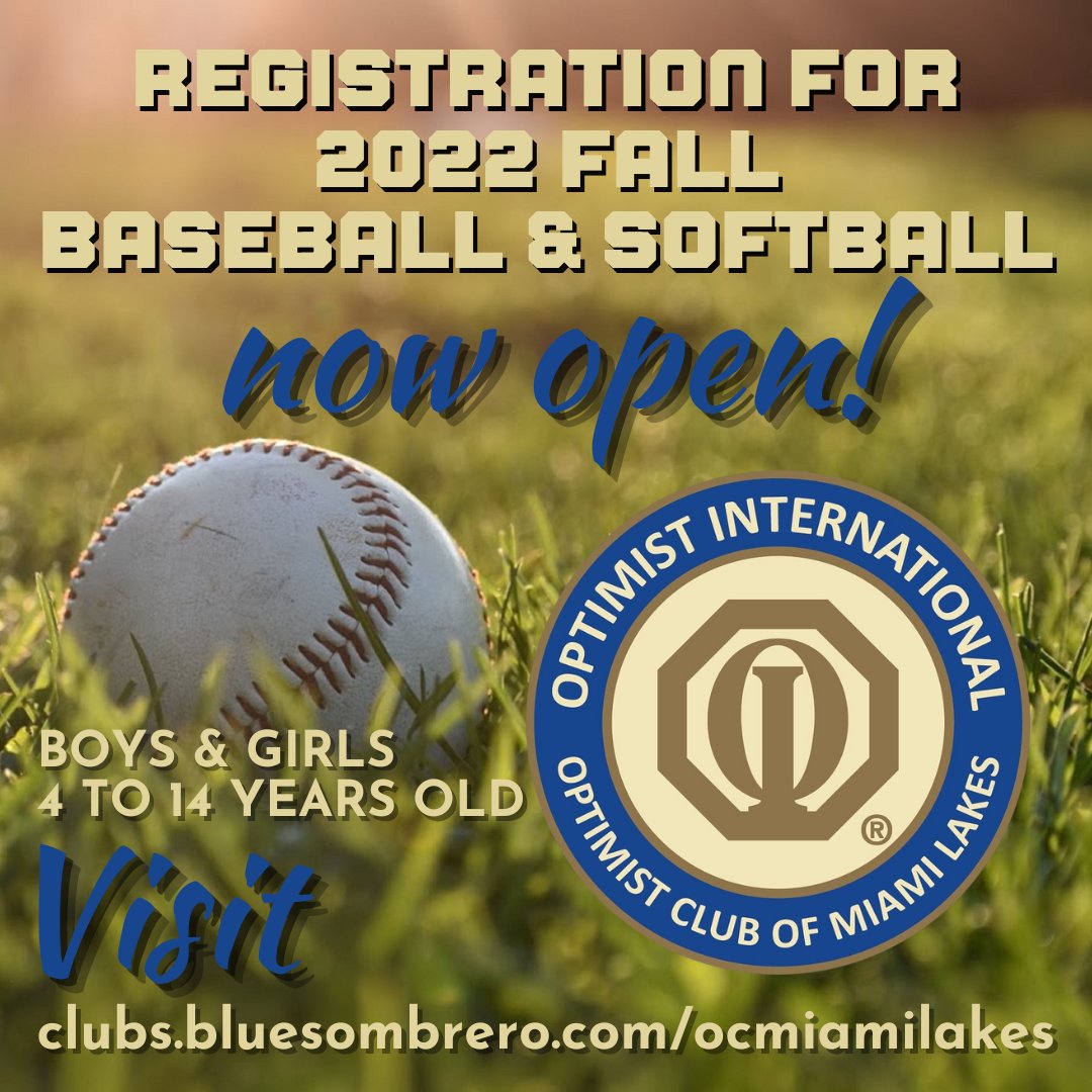MiamiLakesNews's tweet image. Registration for 2022 Fall Baseball &amp;amp; Softball programs is now open. Your children will have a blast playing America's pastime, with Boys and Girls programs a ranging from ages 4 to 14 years old!⚾

Visit clubs.bluesombrero.com/ocmiamilakes to learn more, and to sign up before August 21st!