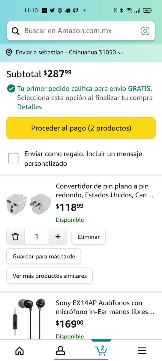 Sebad93865605's tweet photo. @Carlos_Vassan Yo me compraría esto porque uno necesito un adaptador para cargar mi celular y dos necesito unos audífonos #PrimeDay #AmazonPrimeDay https://t.co/jYRe08AMOe
