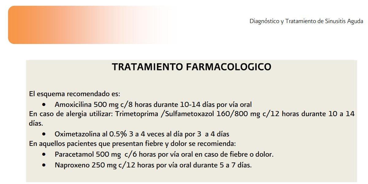 laboratoriosje's tweet photo. ***SINUSITIS AGUDA
Etiología
S. pneumoniae
H. influenzae
M. catarrhalis
S. pyogenes
(misma que la otitis media aguda)
DX:
Puramente Clínico
GOLD STANDAR: cultivo ≥10'4 UFC/mL
TX:
Amoxicilina 500mg c/8 hrs VO 
ó 
Trimetoprima/Sulfametoxazol 160/800 mg c/12 horas VO de 10-14 días* https://t.co/RlUlu481pN