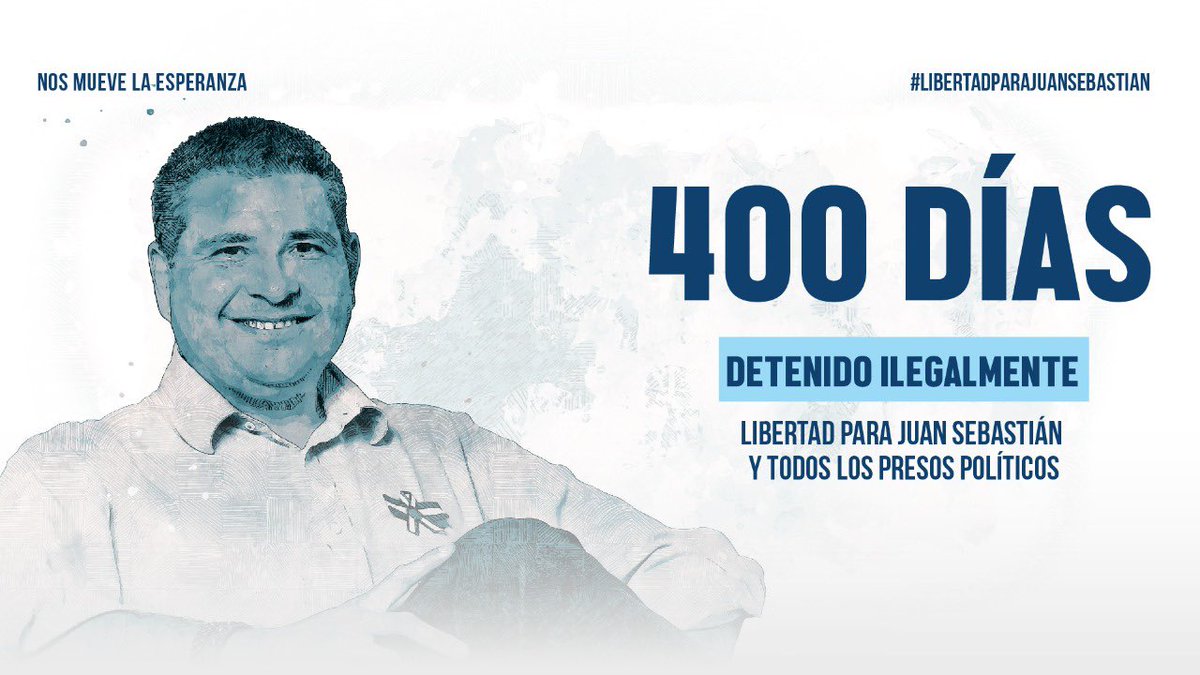 Hoy grito al mundo que tu hija y yo <a href="/Jschamorrog/">Juan Sebastián Chamorro</a> tenemos 400 días de no abrazarte, de no oír tu voz, de no leer una carta tuya.  Hasta cuando esta cruel incomunicación?  Hasta cuando esta tortura de tenerte encerrado donde tu salud se deteriora siendo inocente?  Te extrañamos 💔