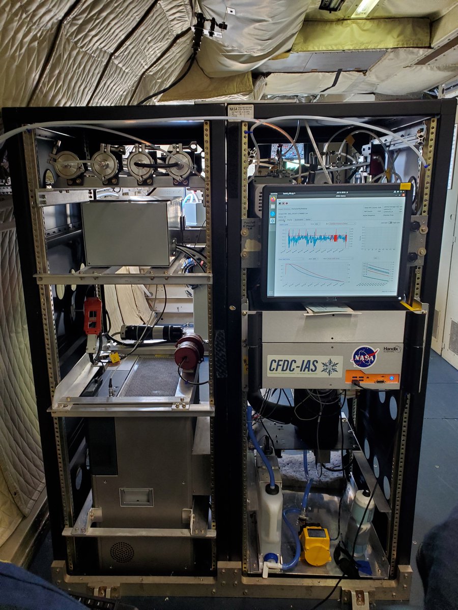 HandixSci's tweet photo. Our #NASA funded airborne Continuous Flow Diffusion Chamber (CFDC) for measuring ice nucleating particles did back-to-back NASA flights today (part of the SaSa program) and performed admirably!  @ezrajtlevin at the helm! https://t.co/GhcdsFmUIA