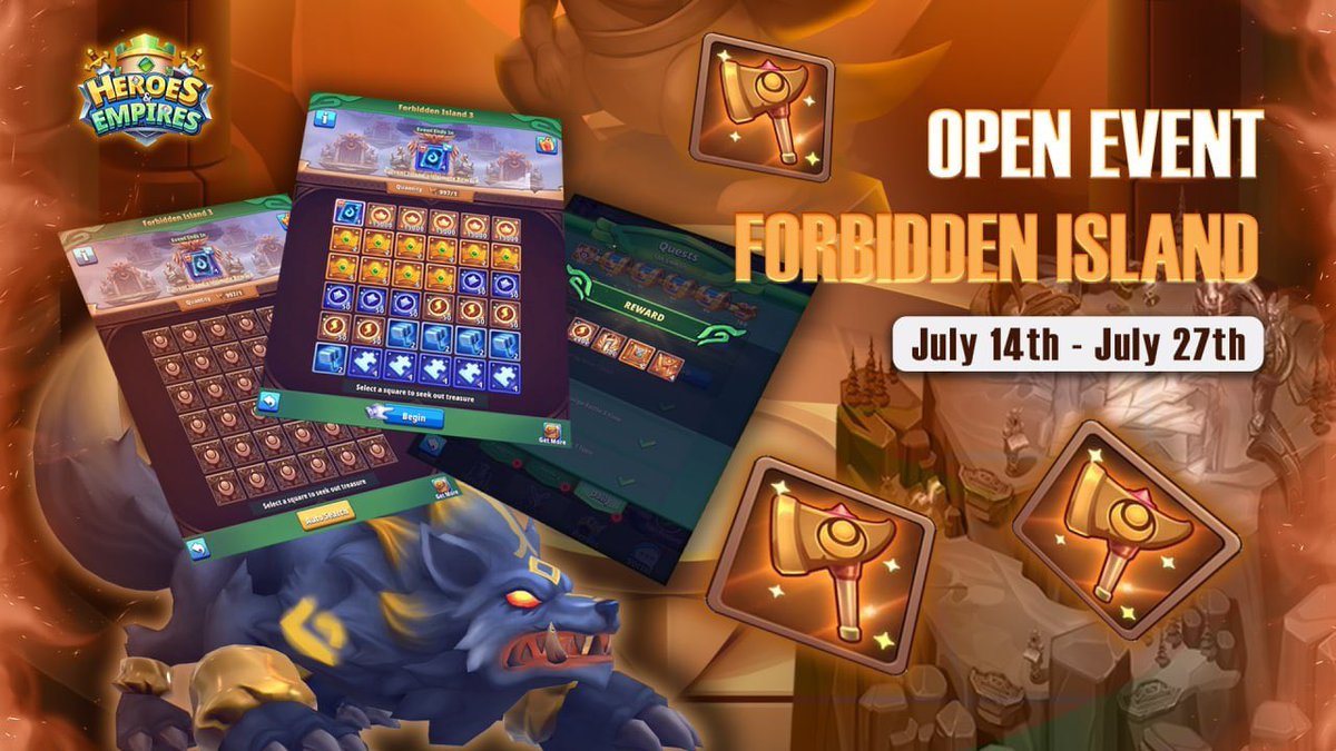 BexlyApp's tweet photo. Only in July: Forbidden Island Event 🔥🔥

✨ GAME of CHANCE: Only seeking the Ultimate Reward!
✨ LIMITED: You only have 12 days to get through 10 forbidden islands!

👉 To get the hammer, perform the following activities:
+ Complete daily quests.
+ Buy daily and event offers. https://t.co/5irQRX6SqL