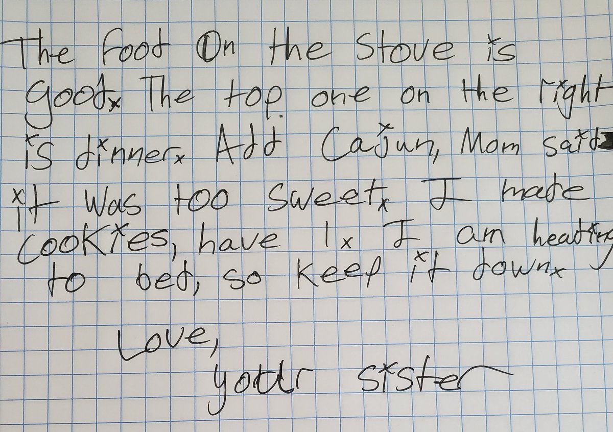 EnchantedLiason's tweet photo. I love my kids.... found this note this morning. She's 21 his 17. https://t.co/vfJHSeR4KS