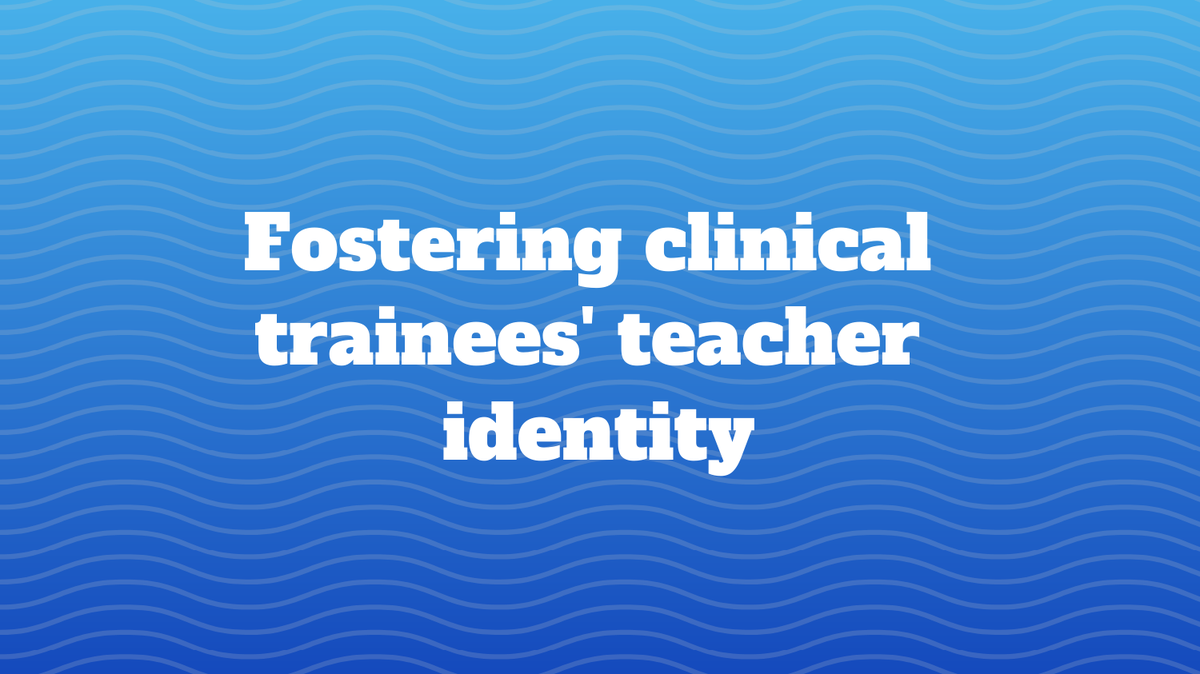 Harvard Macy (@harvardmacy) on Twitter photo How can we foster clinical trainees’ teacher identity? Read this new <a href="/ClinicalTeacher/">The Clinical Teacher</a> paper by <a href="/HarvardMacy/">Harvard Macy</a> alums @SubhaRamani, <a href="/RebeccaSmd/">Rebecca Sternschein, MD</a>, & colleagues: "Fostering clinical trainees' teacher identity!"
#MedEd #MedTwitter MT <a href="/H_K_Thampy/">Harish Thampy</a> <a href="/DrJessGrundy/">Jess Grundy</a>
bit.ly/3A2DmQ3 How can we foster clinical trainees’ teacher identity? Read this new <a href="/ClinicalTeacher/">The Clinical Teacher</a> paper by <a href="/HarvardMacy/">Harvard Macy</a> alums @SubhaRamani, <a href="/RebeccaSmd/">Rebecca Sternschein, MD</a>, & colleagues: "Fostering clinical trainees' teacher identity!"
#MedEd #MedTwitter MT <a href="/H_K_Thampy/">Harish Thampy</a> <a href="/DrJessGrundy/">Jess Grundy</a>
bit.ly/3A2DmQ3