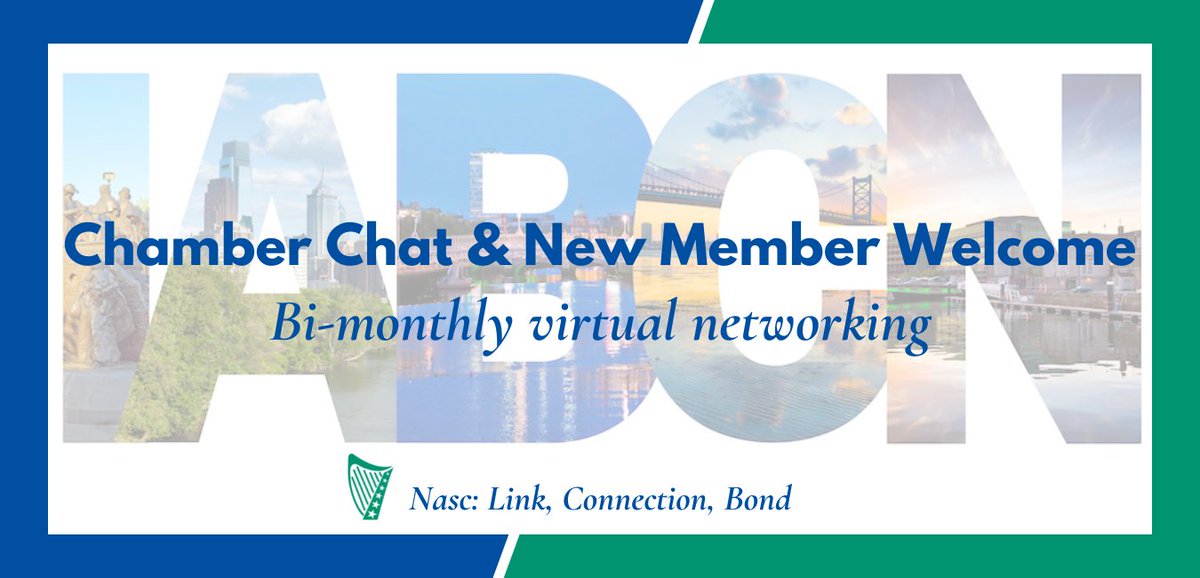IABCNPhila's tweet photo. Meet us online THIS Friday for the launch of our newest series, Chamber Chat & New Member Welcome!
This bi-monthly networking session will be held virtually on the 3rd Friday of the month at 10 am EST / 3 pm GMT. All are welcome!
#IABCN22 #IrishNetworking #ChamberChat #Failte https://t.co/2qvPSkbO51