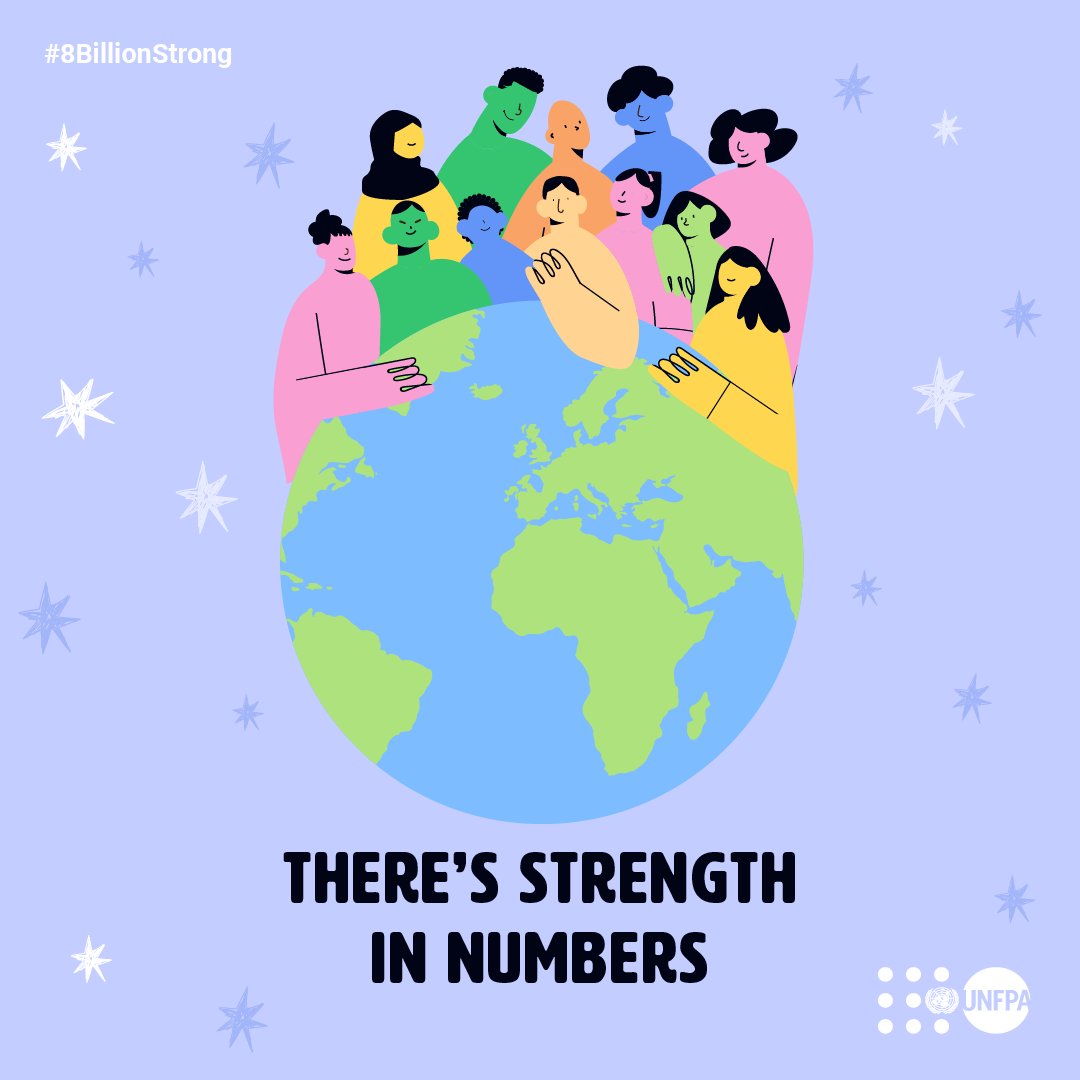 We are #StrongerTogether! 🧡

A world of 8 billion people will mean more people living and working together towards peace and prosperity 🕊️

Let <a href="/UNFPA/">UNFPA</a> explain what must be done as we become #8BillionStrong: unf.pa/wpd
