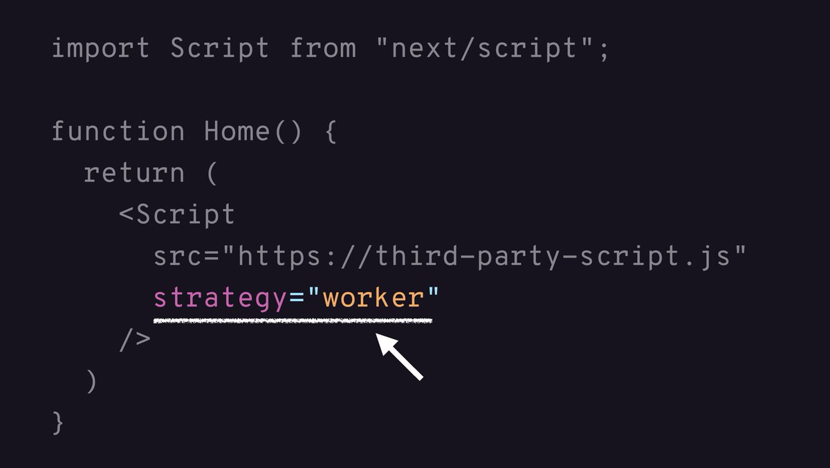 hdjirdeh's tweet photo. Friendly reminder: there's an experimental Next.js flag that lets you to relocate third-party scripts to a web worker using Partytown.

We need more feedback before we can consider making this stable. Try it and share your performance wins and/or issues!

https://t.co/lsERQJtQph https://t.co/8bDc4PBQCO