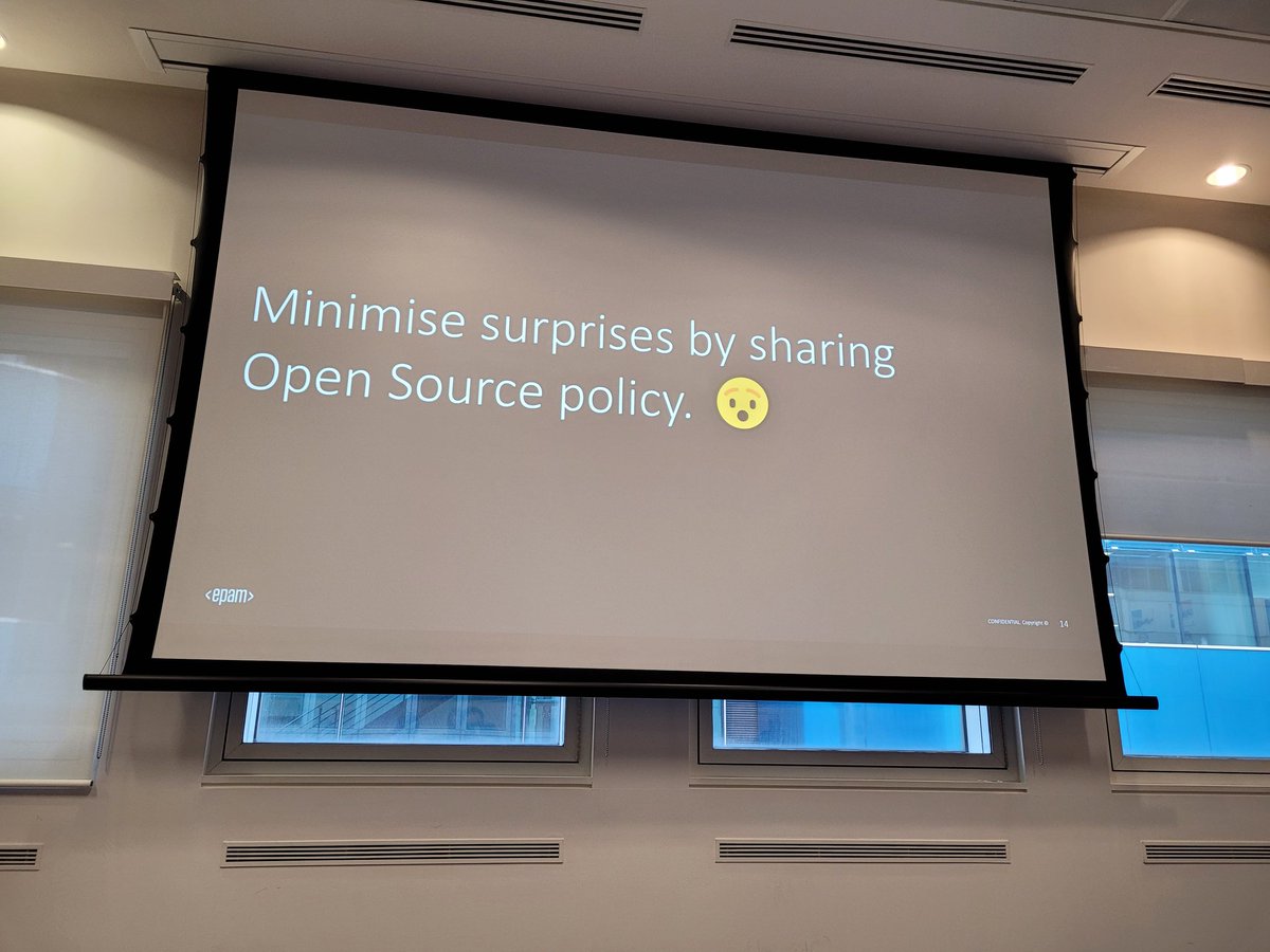 KatNovakovic's tweet photo. The dream! Great talk from @chris_howard from @EPAMSYSTEMS about leveraging #OpenSource to recruit &amp; retain. 

#CultureChange #OSPO #osfflondon #OSfinserv @FINOSFoundation https://t.co/tl0Zx7eExe